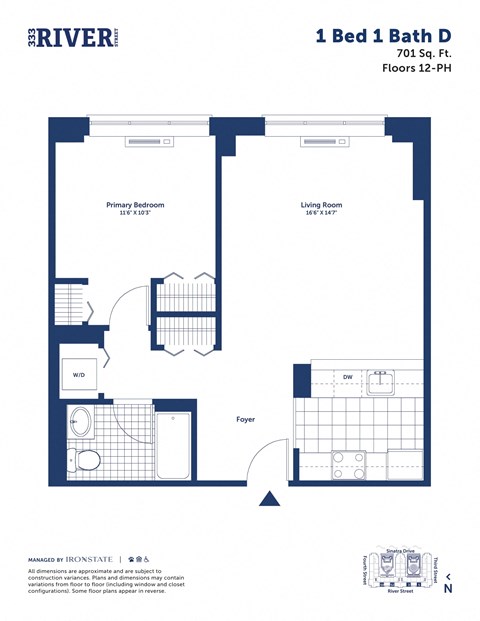 a floor plan of a unit with a bedroom and a bathroom